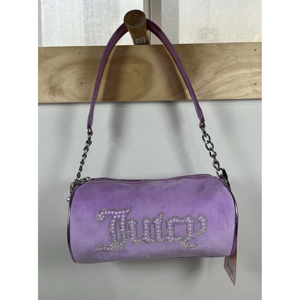 Juicy Couture Light Purple‎ Chain Barrel Shoulder Moni Velvet Bag Retro Y2K 90s